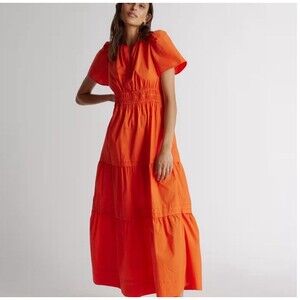 Quince Vibrant Orange Maxi Dress